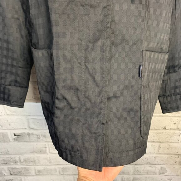 Aquascutum Vintage 80s Short Trench Coat Black Check Mid Mac Jacket - Picture 3 of 16